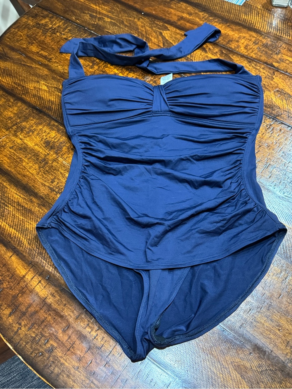 Tommy Bahama Navy Halter Ruched One-Piece Swimsuit